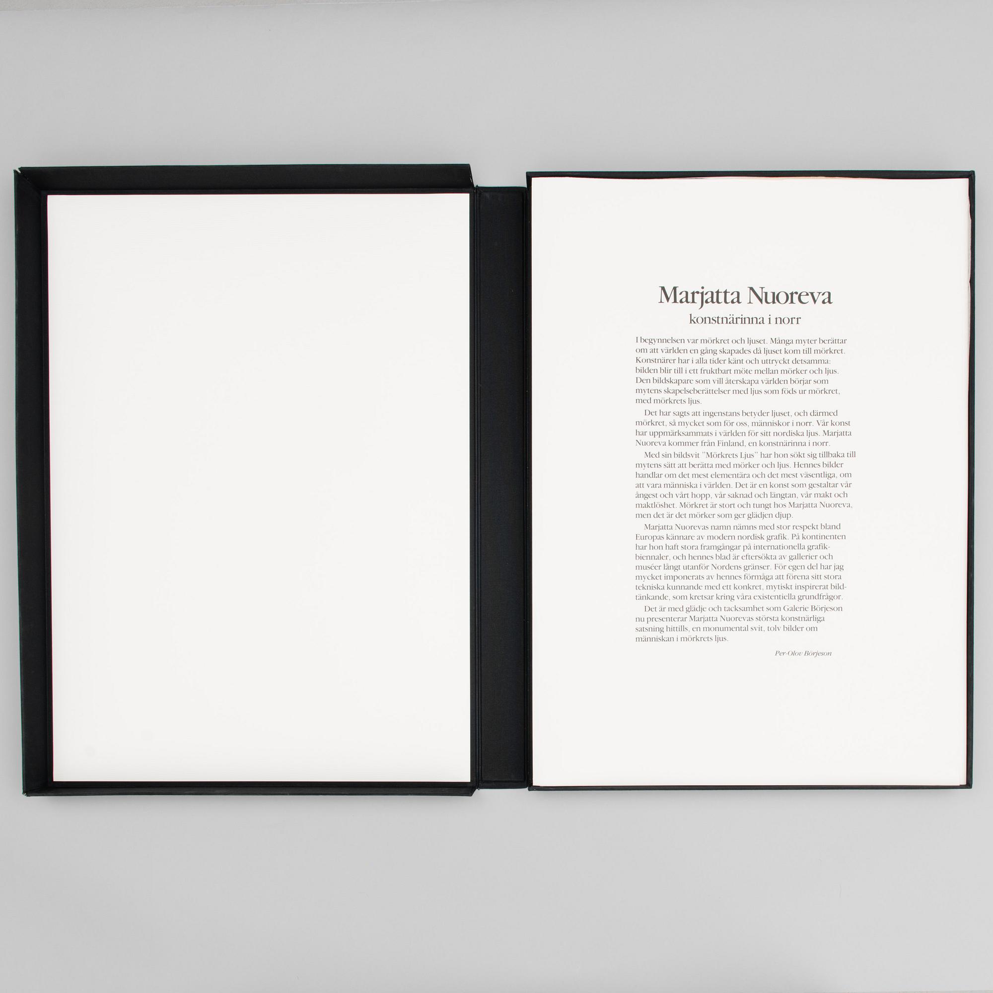 MARJATTA NUOREVA, graphic portfolio, mezzotint and drypoint 12 pcs, signed, numbered.