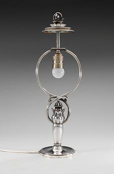 A Georg Jensen 830/1000 silver table lamp, design nr 382, Copenhagen 1921.