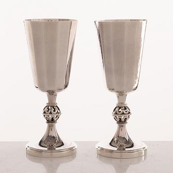 Eric Löfman, A set of twelve silver vodka glasses, KG Markströms, Uppsala 1972.