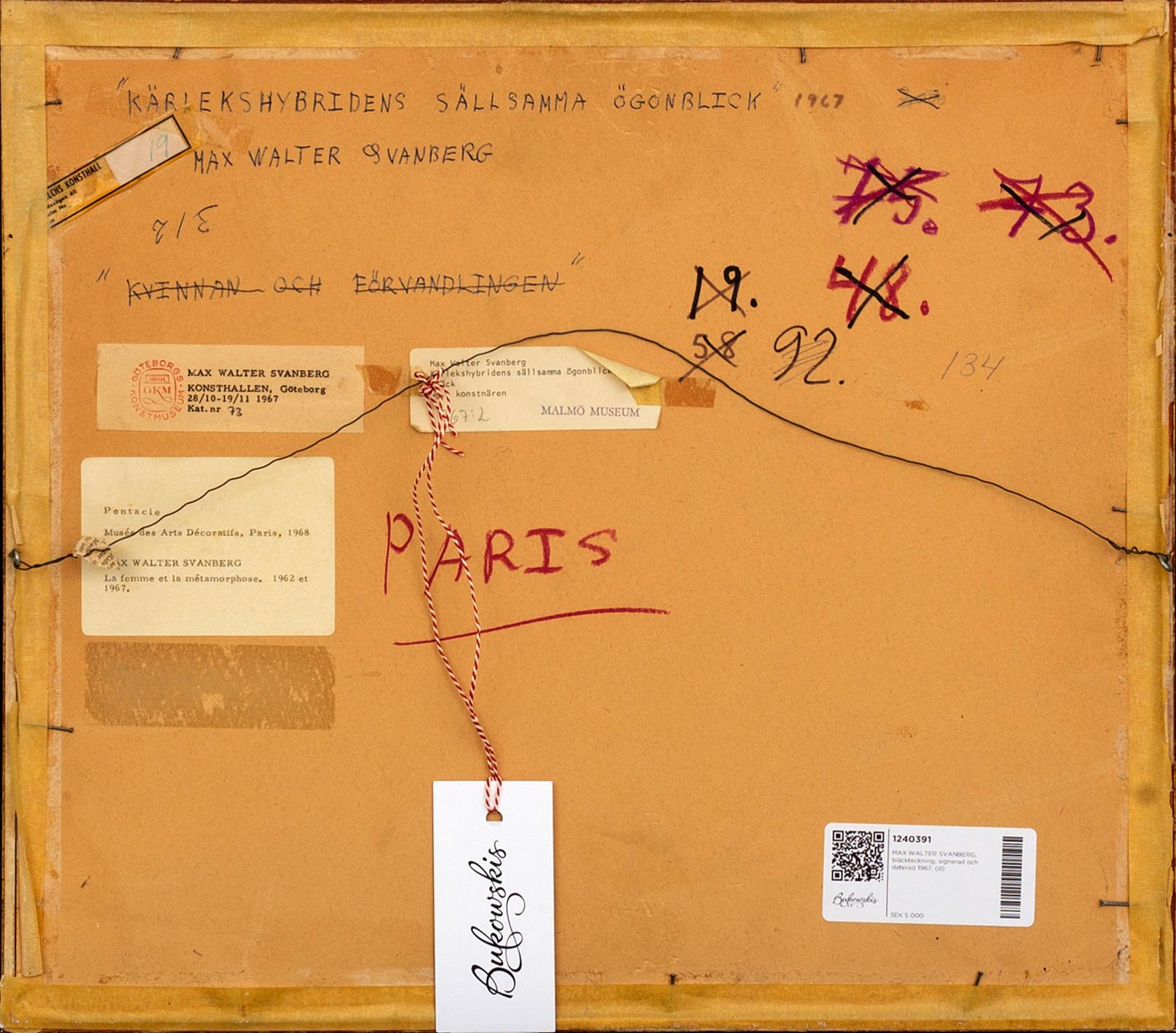 MAX WALTER SVANBERG, a signed and dated ink drawing.