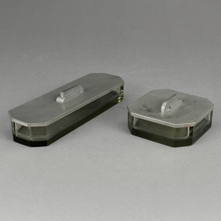 LOCKASKAR, 2 st, Elis Bergh, Kosta, art deco, 1935, signerade.