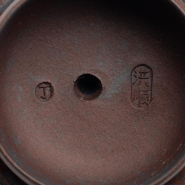 A 'bat' yixing teapot, China 1980s.