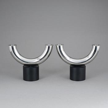 LJUSSTAKAR, ett par, stål, Georg Jensen, Danmark.