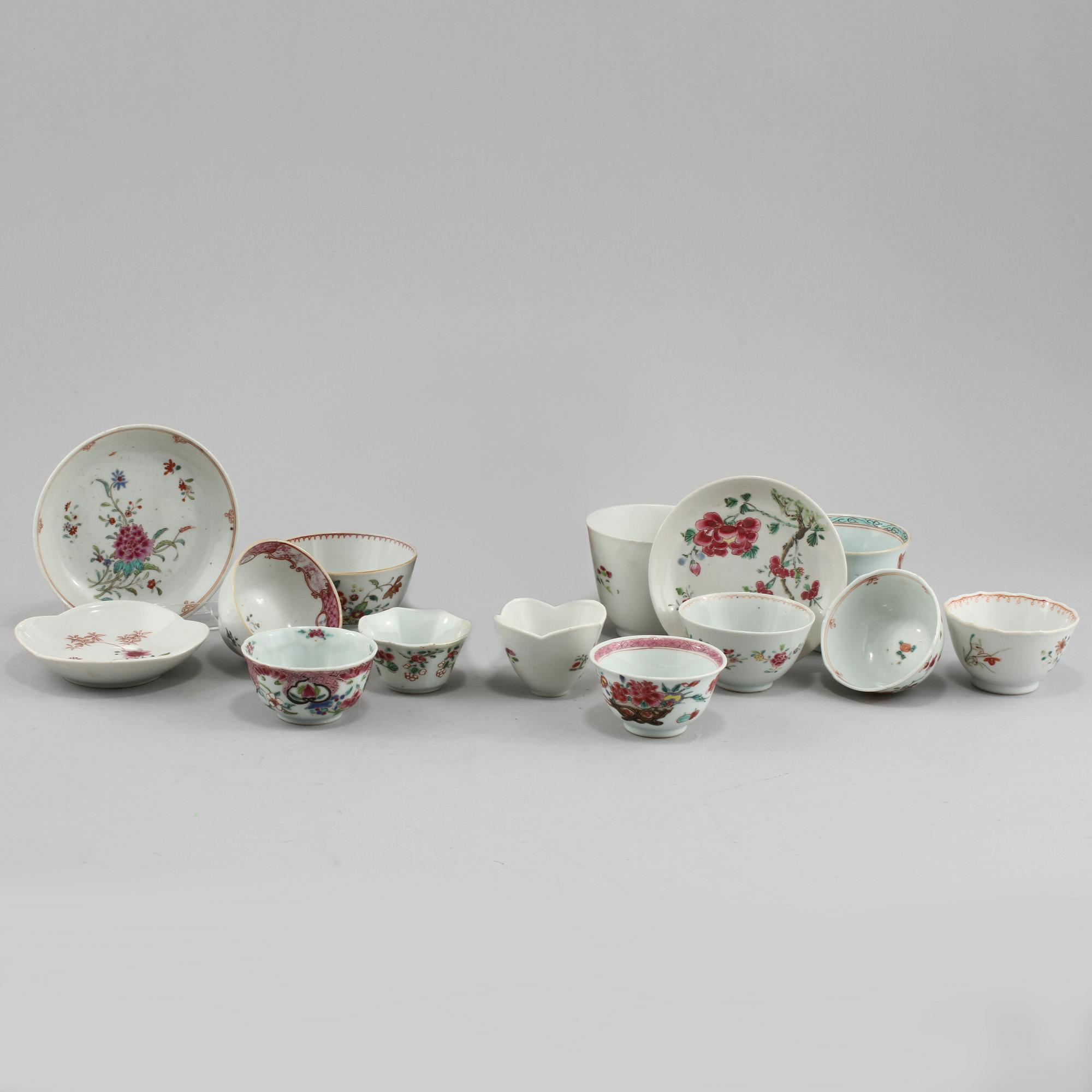 PARTI PORSLIN, 13 delar, porslin, Kina, 1700/1800-tal.