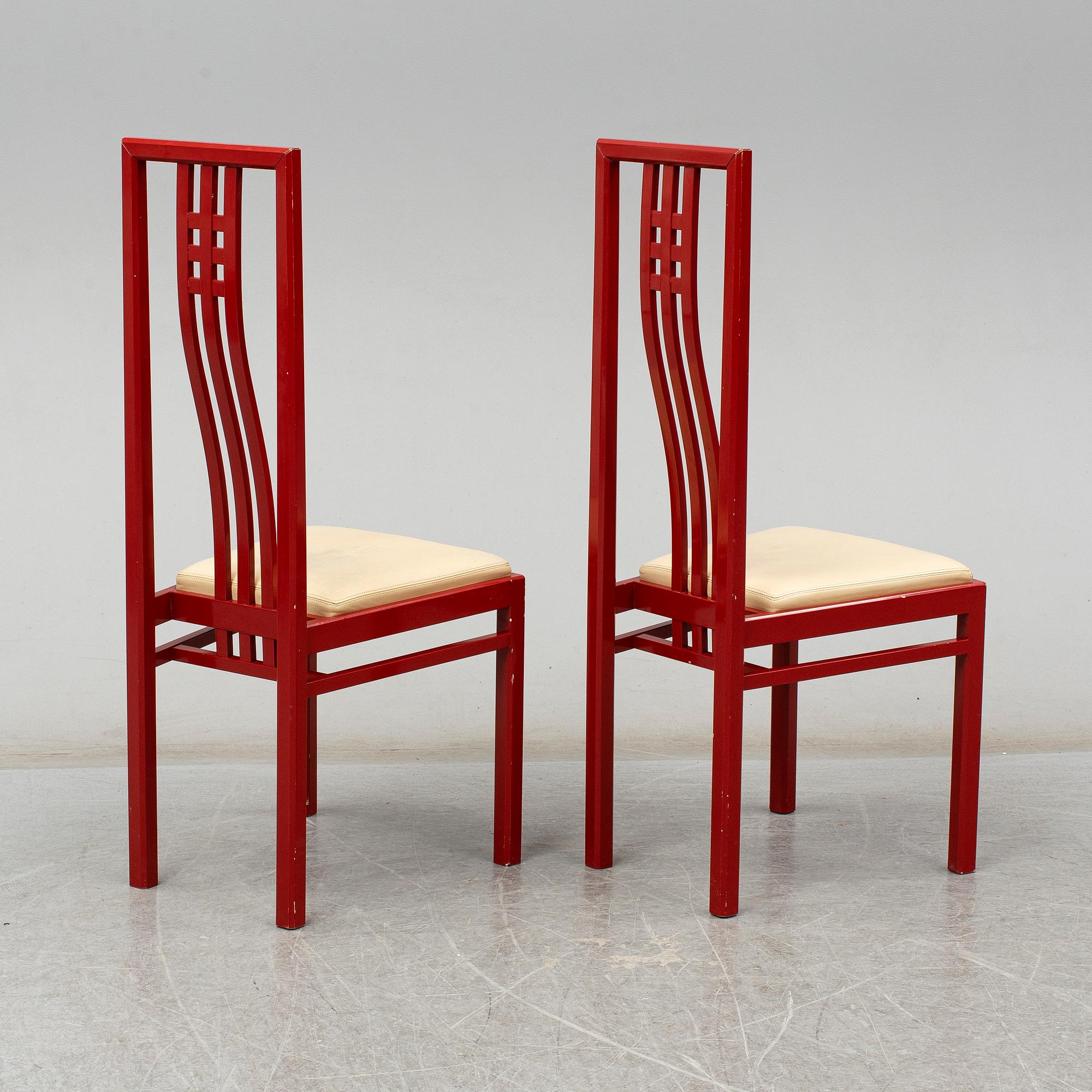 a set of eight chairs by Wards Atelier in the late 20th century.