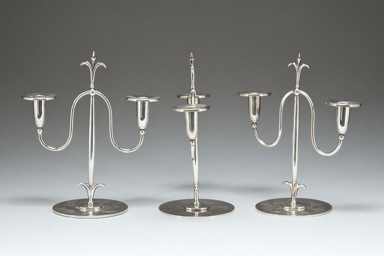 LJUSSTAKAR, 3 st, nysilver, C G Hallberg.