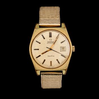 ARMBANDSUR, guld på stål, Omega, Automatic, Genève, 1900-talets andra hälft.