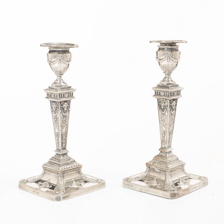 James Dixon & Sons, a pair of silver candlesticks, Sheffield, England, 1962.
