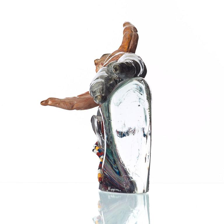 David Hopper, a painted glass sculpture, 'Artist on his side', USA.