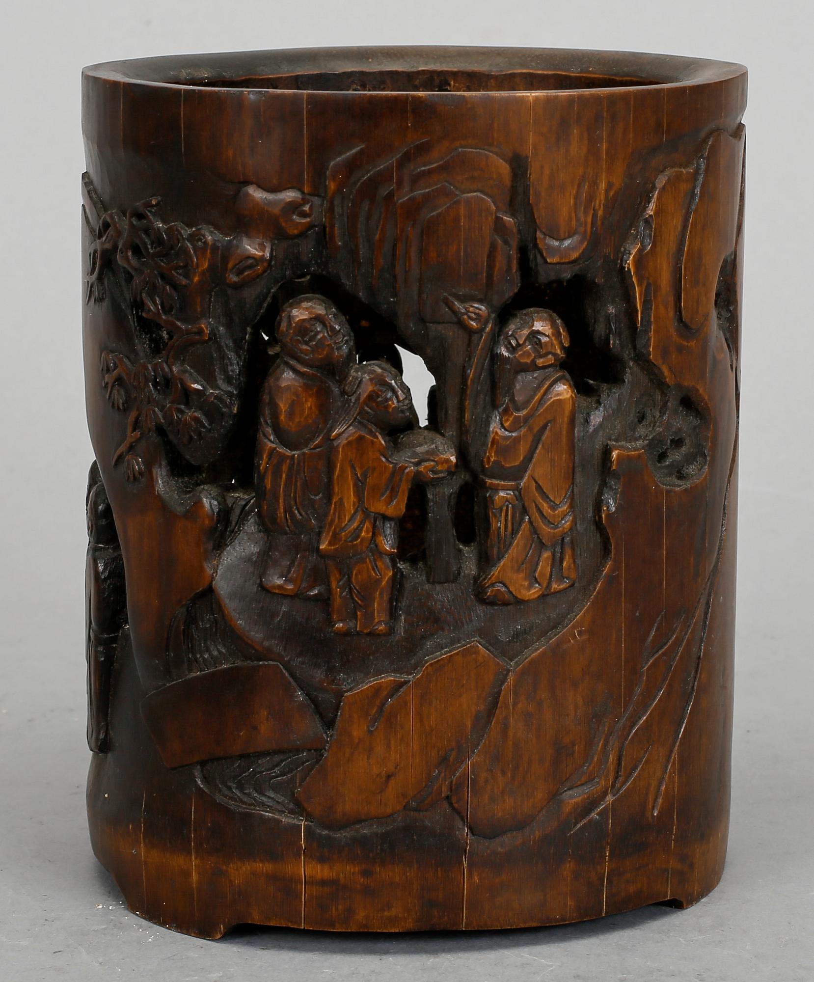 PENSELVAS, bambu. Kina, troligen sen Qing dynastin (1644-1912).