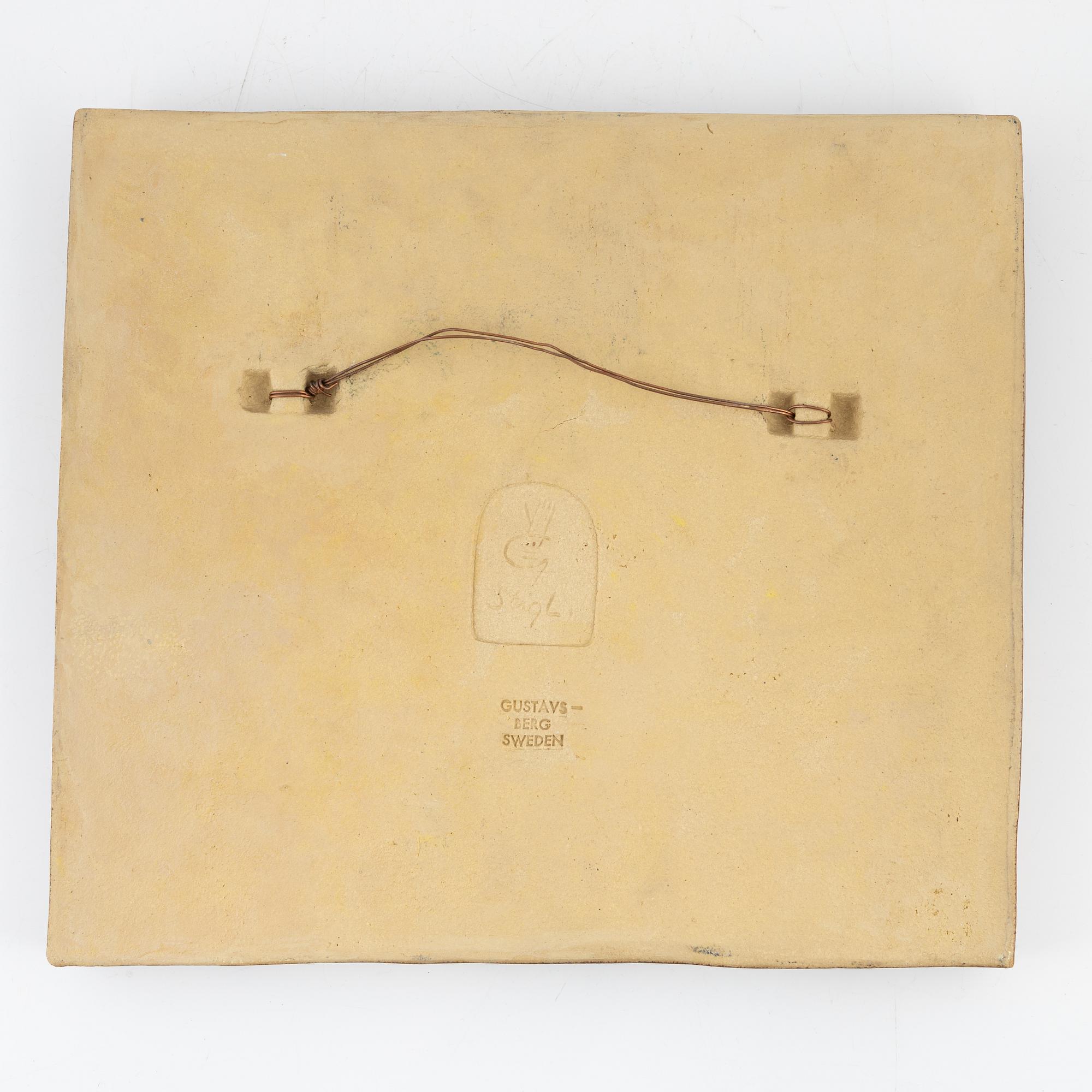 Stig Lindberg, a stoneware wall relief, Gustavsberg, Sweden.