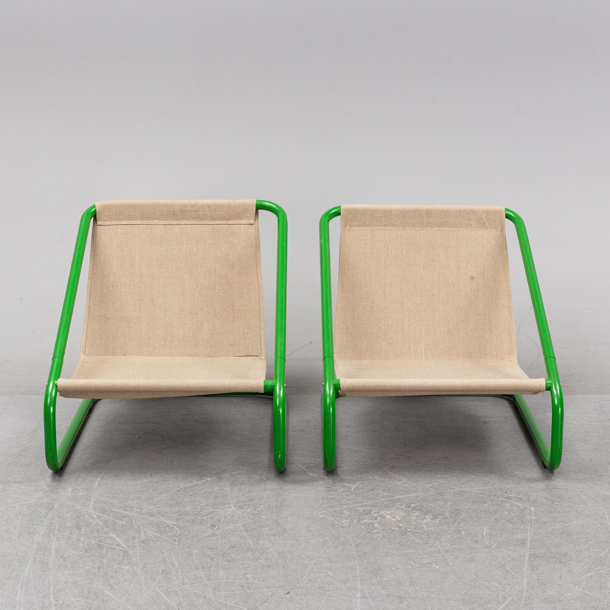 A pair of 'Gogo' easy chairs by Charlotte Rude & hjördis Olsson-Une, IKEA, model launched 1981.