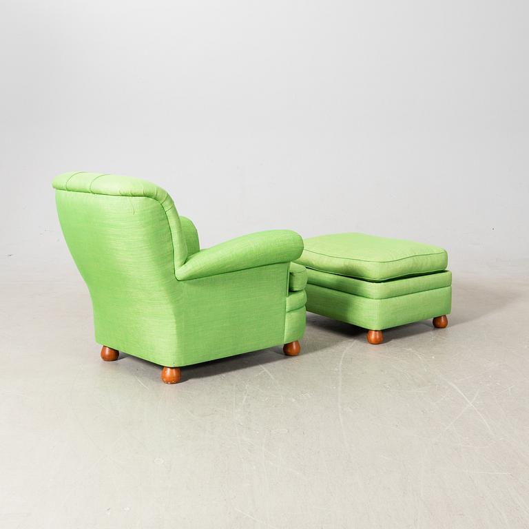 Josef Frank, armchair with footstool, model 336 late 20th century.