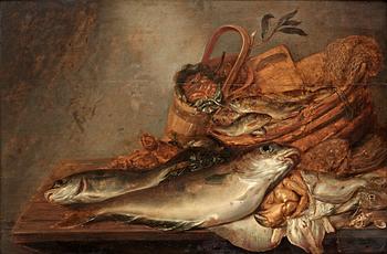 343B. Pieter van Schaeyenborgh, Still life with fish and shellfish.