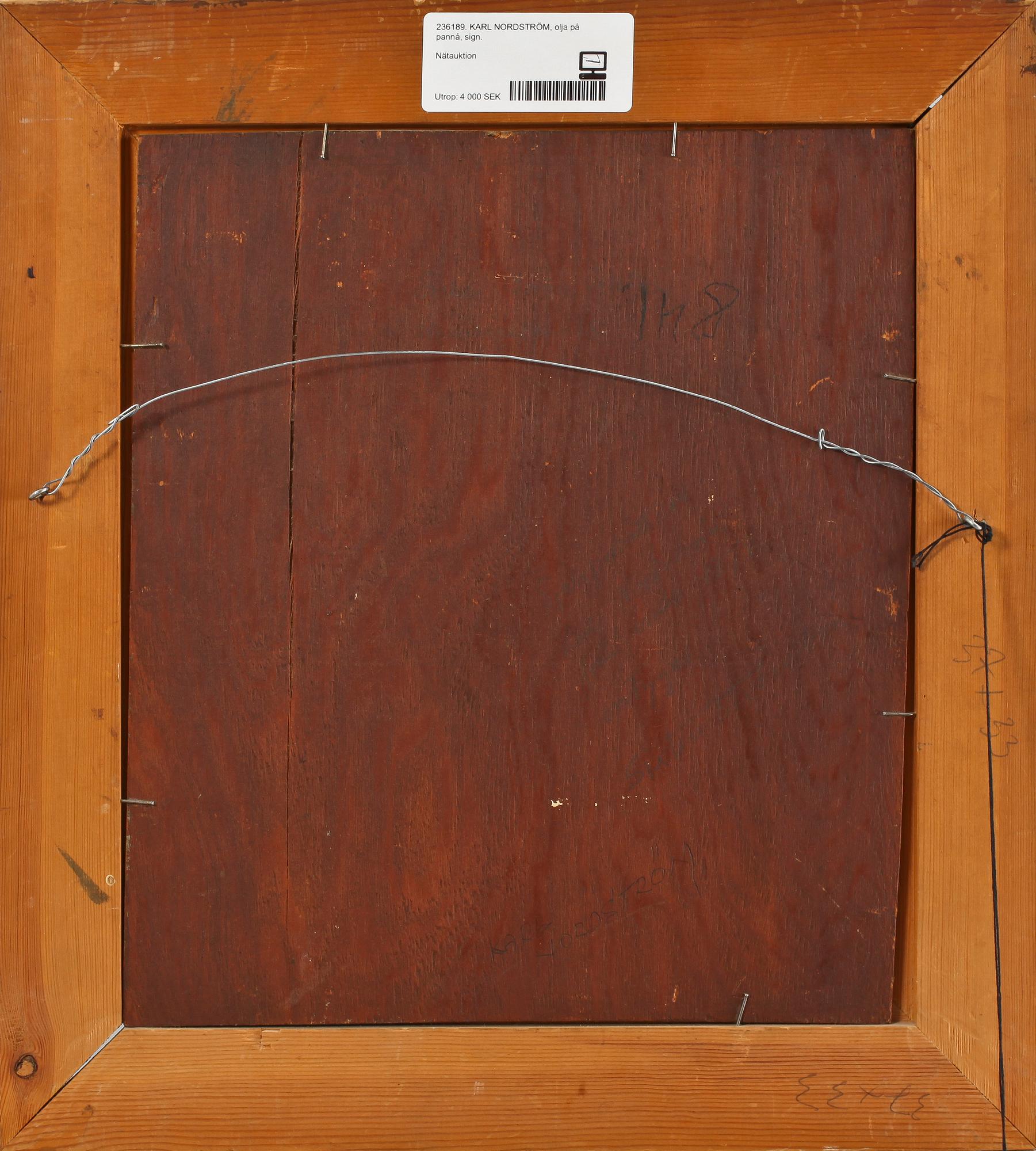 KARL NORDSTRÖM, olja på pannå, sign.