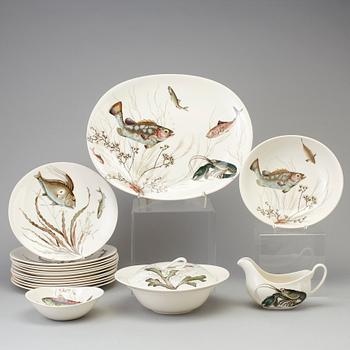 SERVISDELAR, 17 st, flintgods, "Fish", Johnson Bros, England, 1900-talets andra hälft.