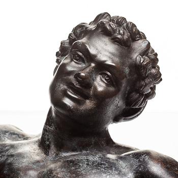 SCULPTURE, probably Italy 18th Century. Satyr with cymbals.