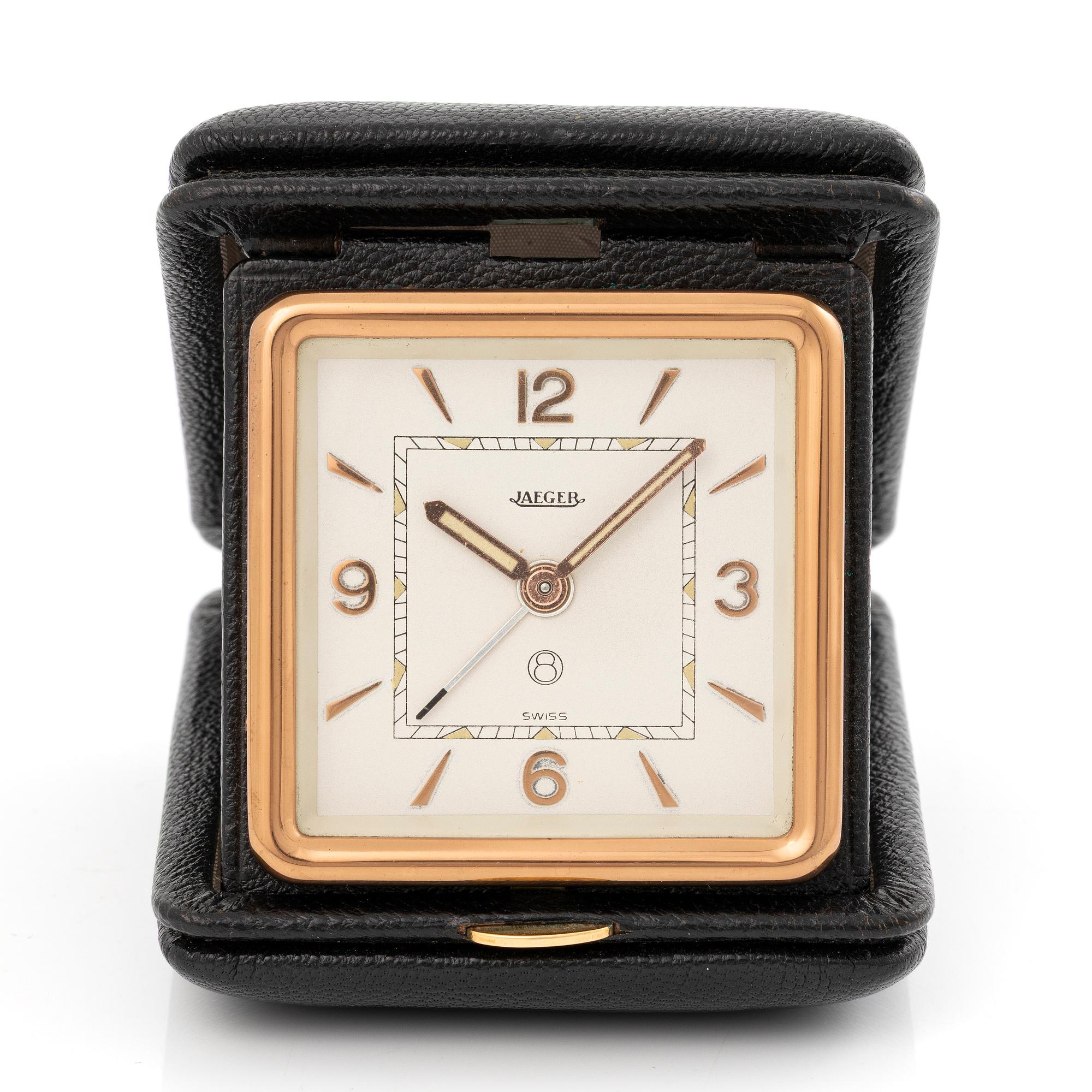 Jaeger, travel alarm clock, 72 x 85 x 34 mm.