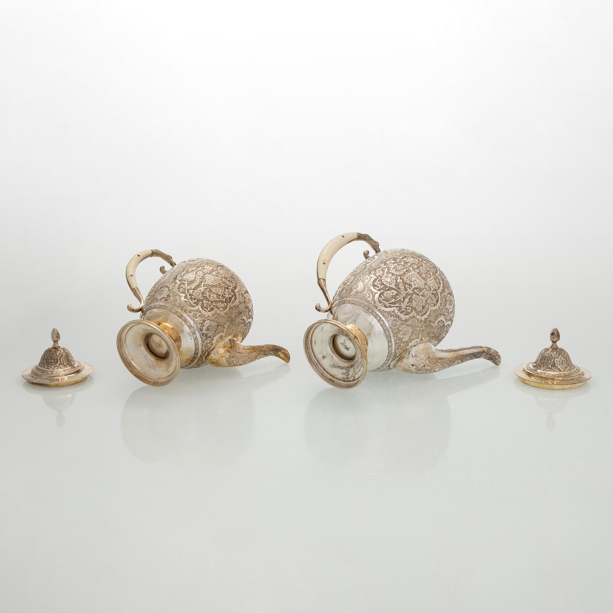 A 5-piece Persian tea service, first half of the 20th century.