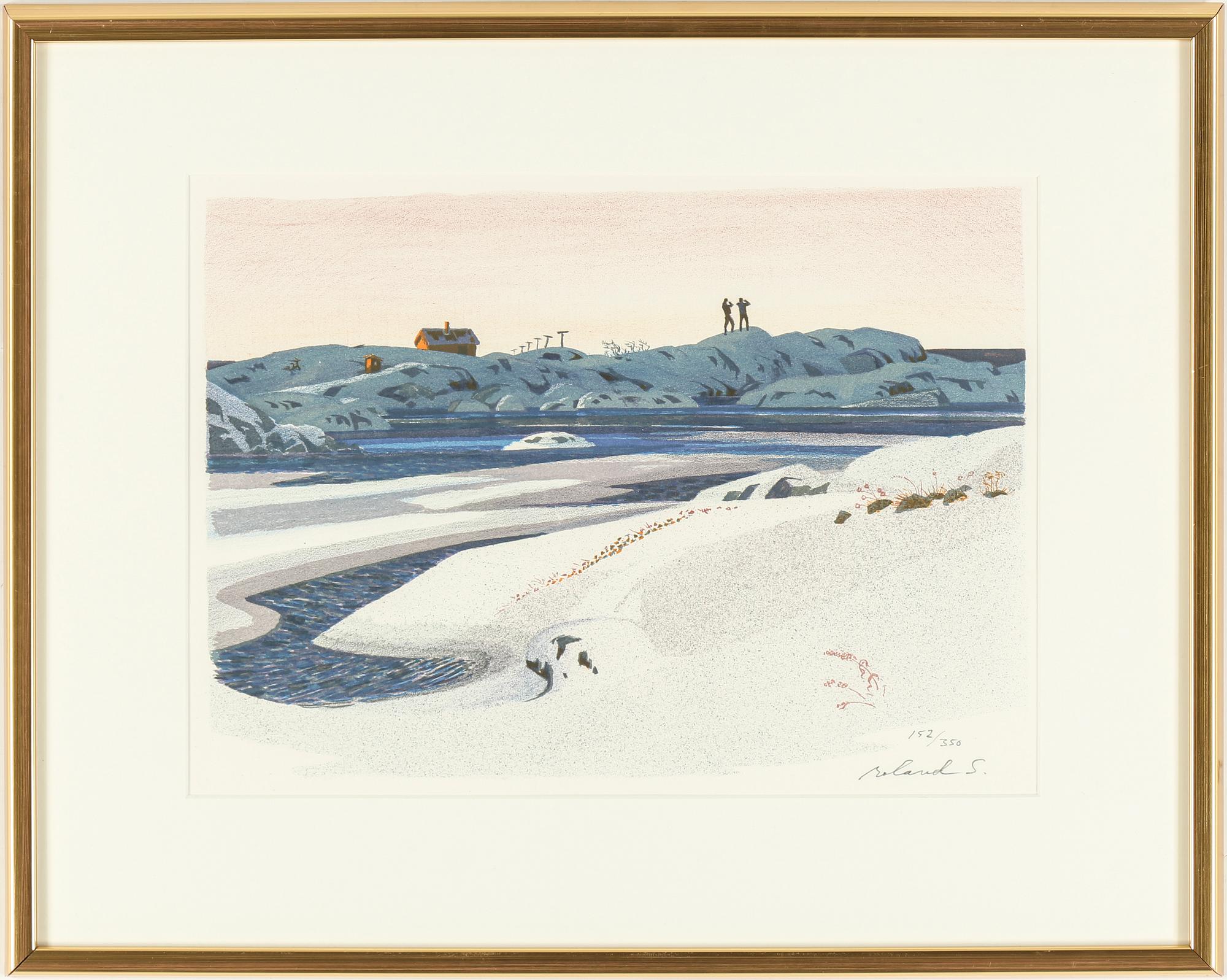 ROLAND SVENSSON, färglitografi. "Kallt". Signerad och numrerad 152/350.
