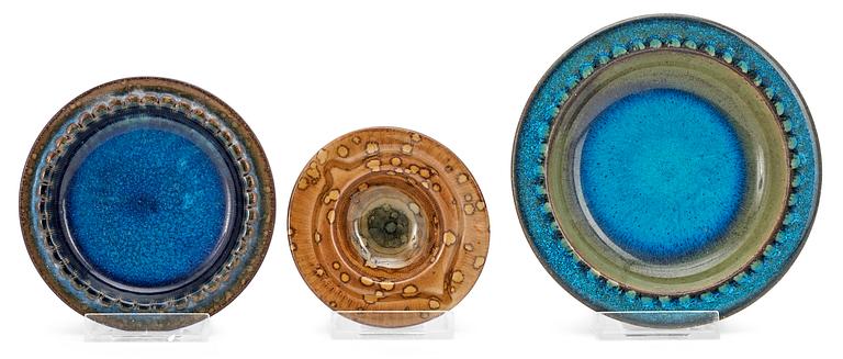 Three Wilhelm Kåge 'Farsta' stoneware dishes, Gustavsberg Studio 1939-40, 1958.