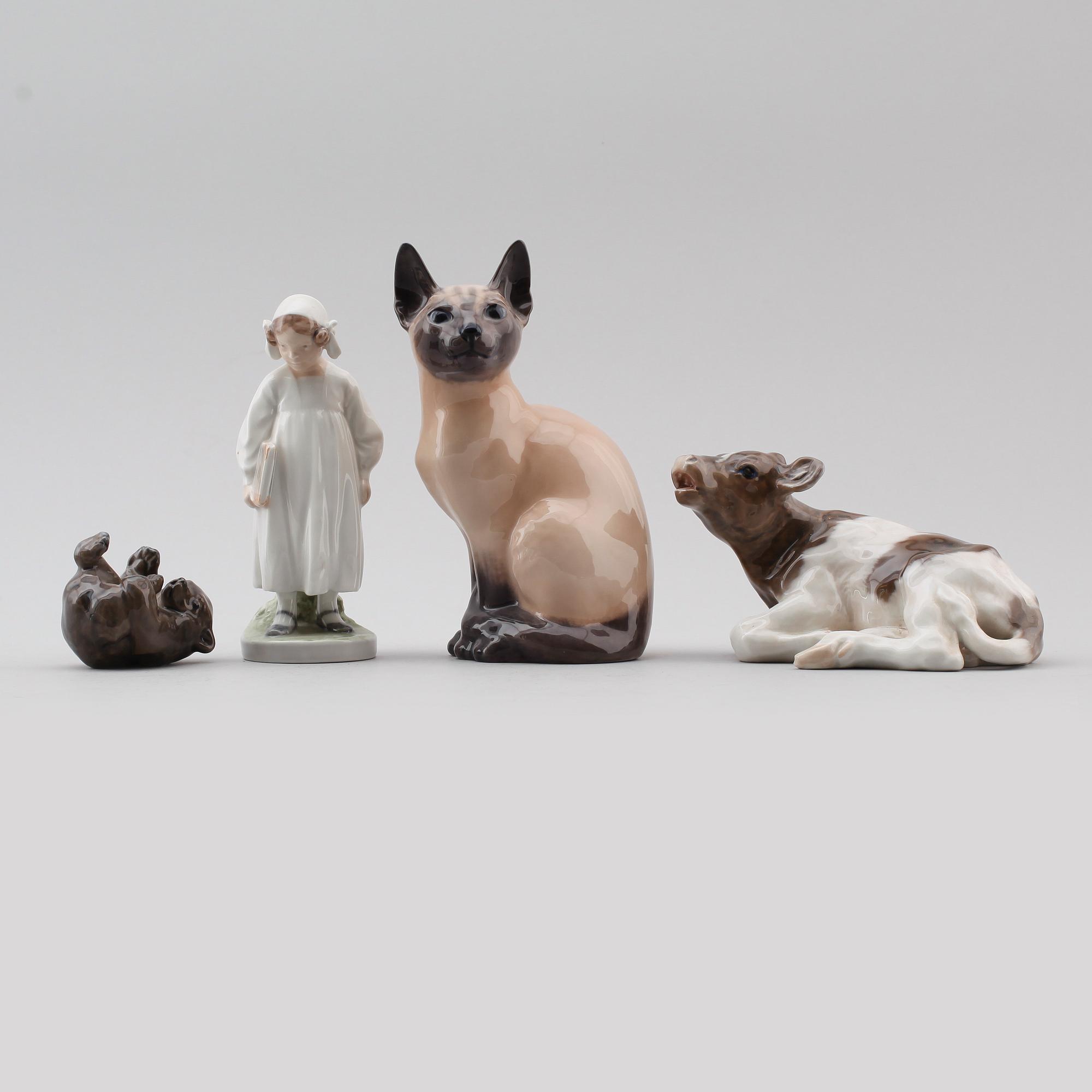 FIGURER, 4 st, porslin, Royal Copenhagen, Danmark.