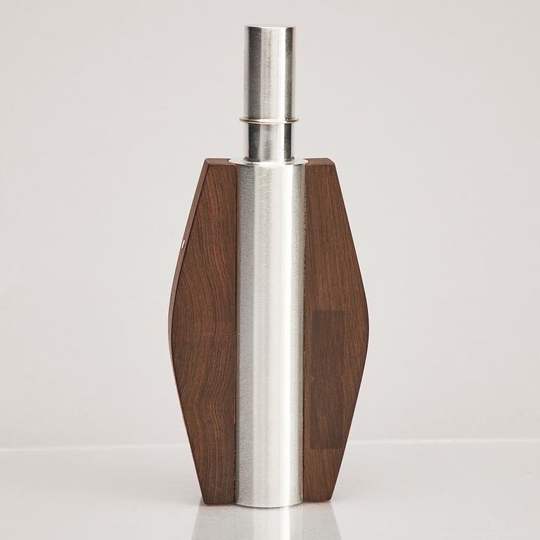 A sterling silver bottle with lid, mark of Rolf Lindståhl, Stockholm 2003.