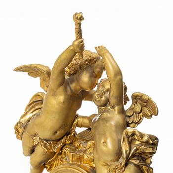 Table pendulum clock, C.L Malmsjö, Gothenburg, Louis XVI style, circa 1900.