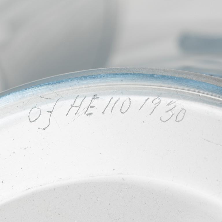 Edward Hald, skål på fat, glas, Orrefors 1930.