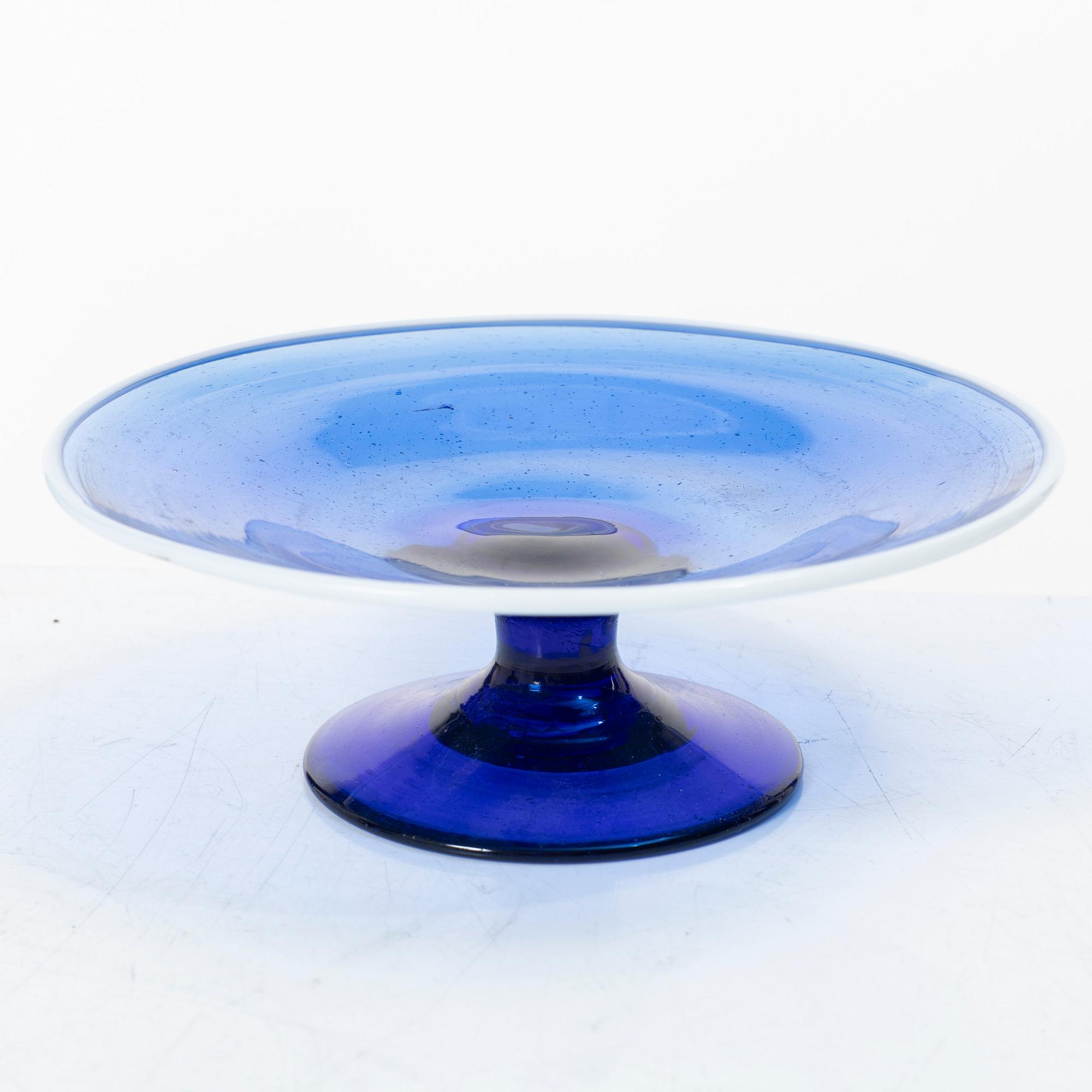Four blue glass objects, Norway/ gothenburg's glasworks, early 19th century.