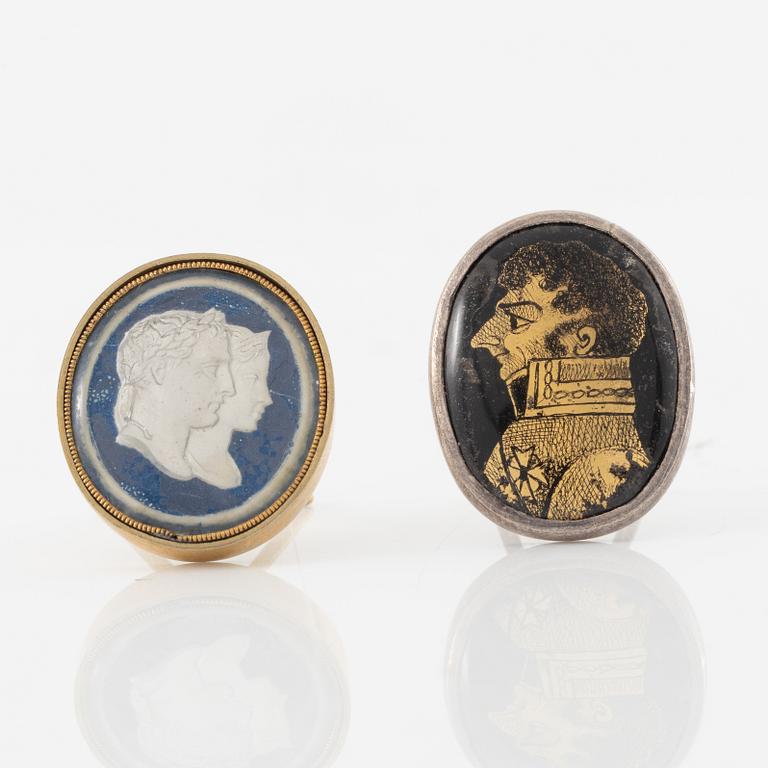 Collection of gems, seals, and miniature portraits, 19th century.