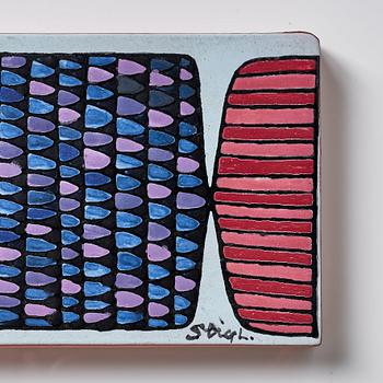 Stig Lindberg, a faience wall plaque, Gustavsberg studio, Sweden 1950's, ed. 15/40.