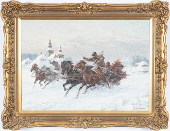 Wladyslaw Chmielinski, slädfärd i vinterlandskap.