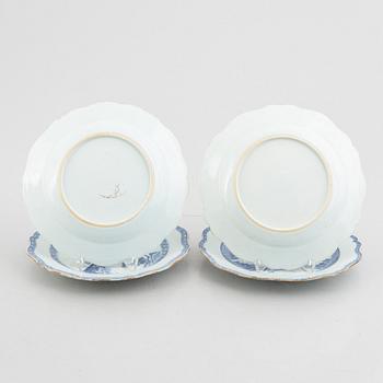 Six Chinese blue and white export porcelain plates, Qing dynasty, Qianlong (1736-95).