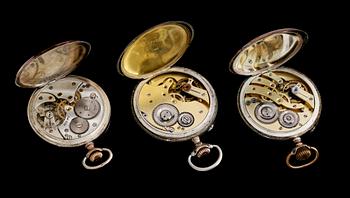 FICKUR, 3 st, herr, silver, tidigt 1900-tal.
