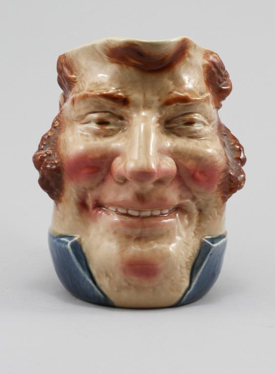 TOBY JUG, flintgods, Sarreguemines, omkring år 1900.