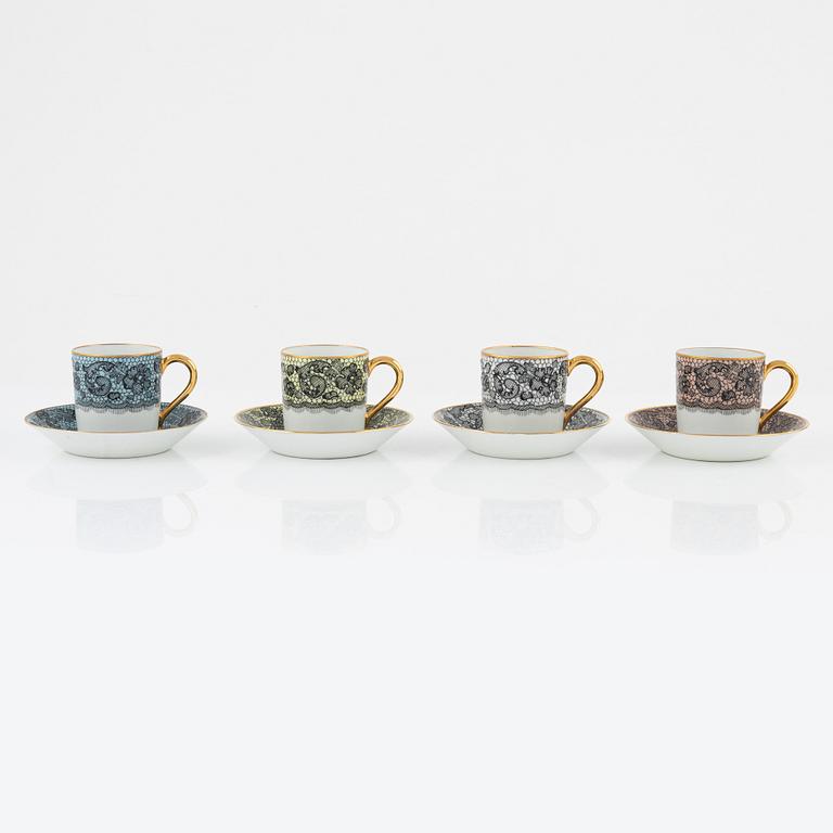 Kaffeservis, 7 delar, porslin, Black Lace, Marcel Rochas Paris, Limoges Le Tallec.