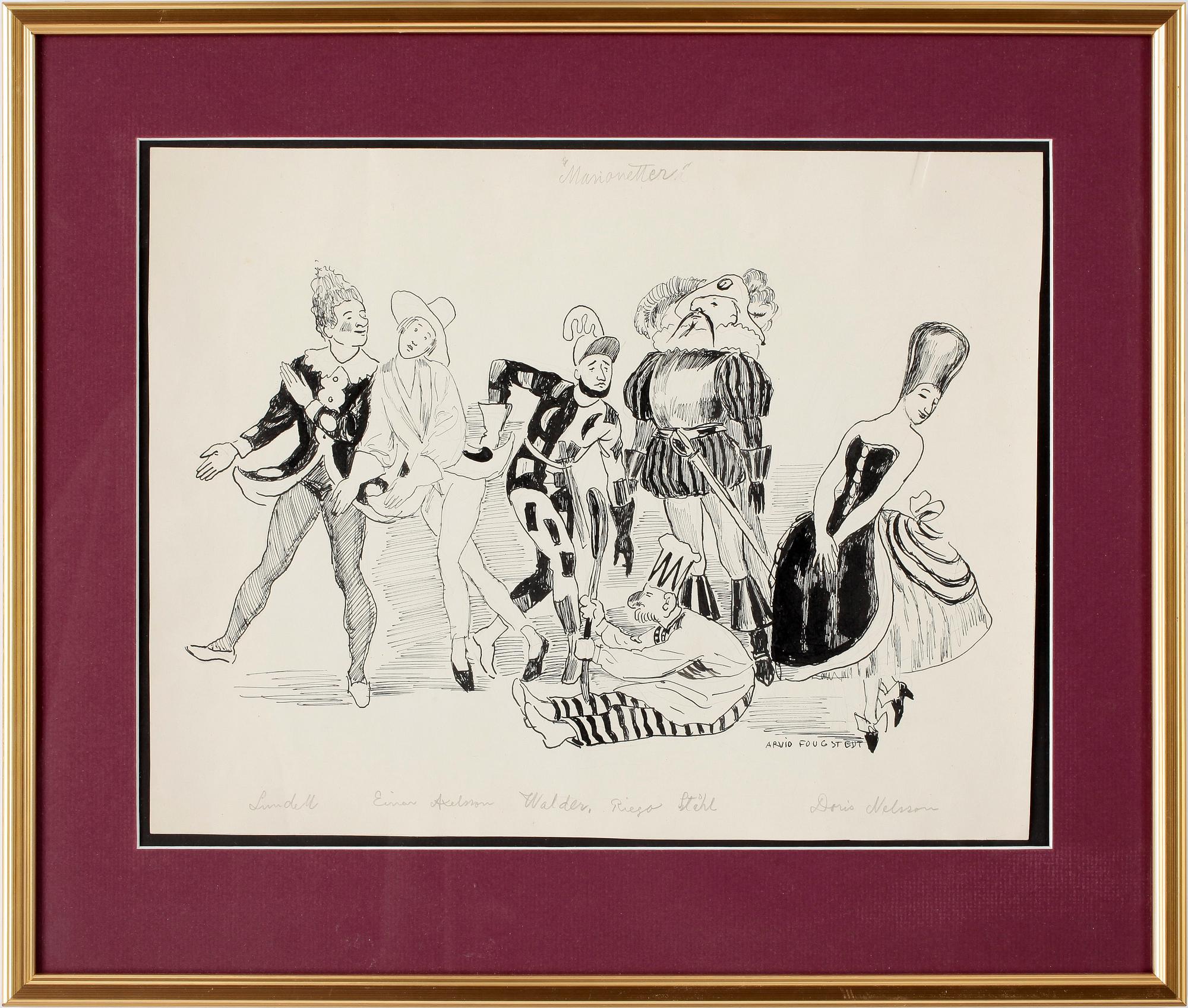 ARVID FOUGSTEDT, tuschteckning, signerad.