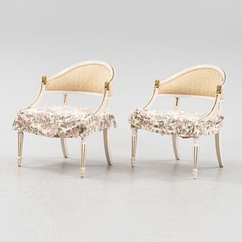 A pair of Gustavian style chairs, late 19th Century.