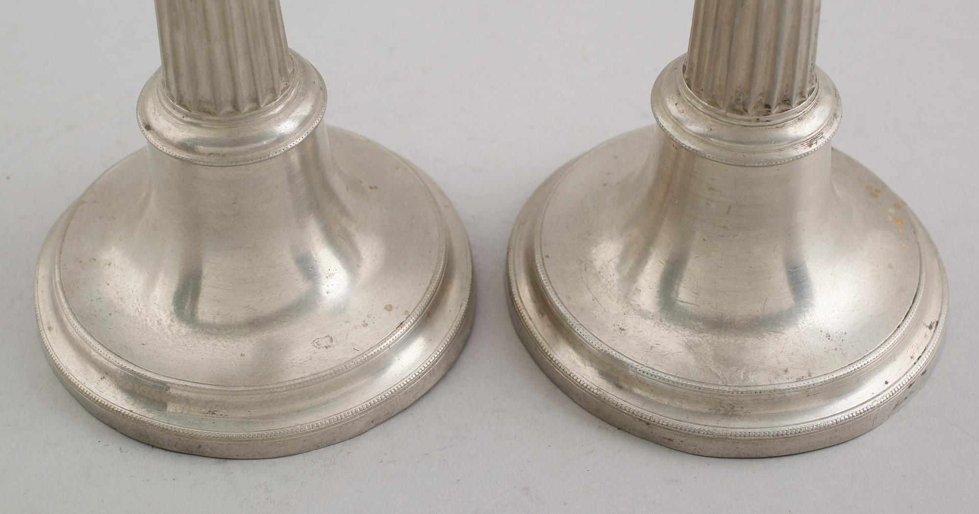 LJUSSTAKAR, 1 par, tenn, Johan Albin Gellerstedt, Härnösand 1841.