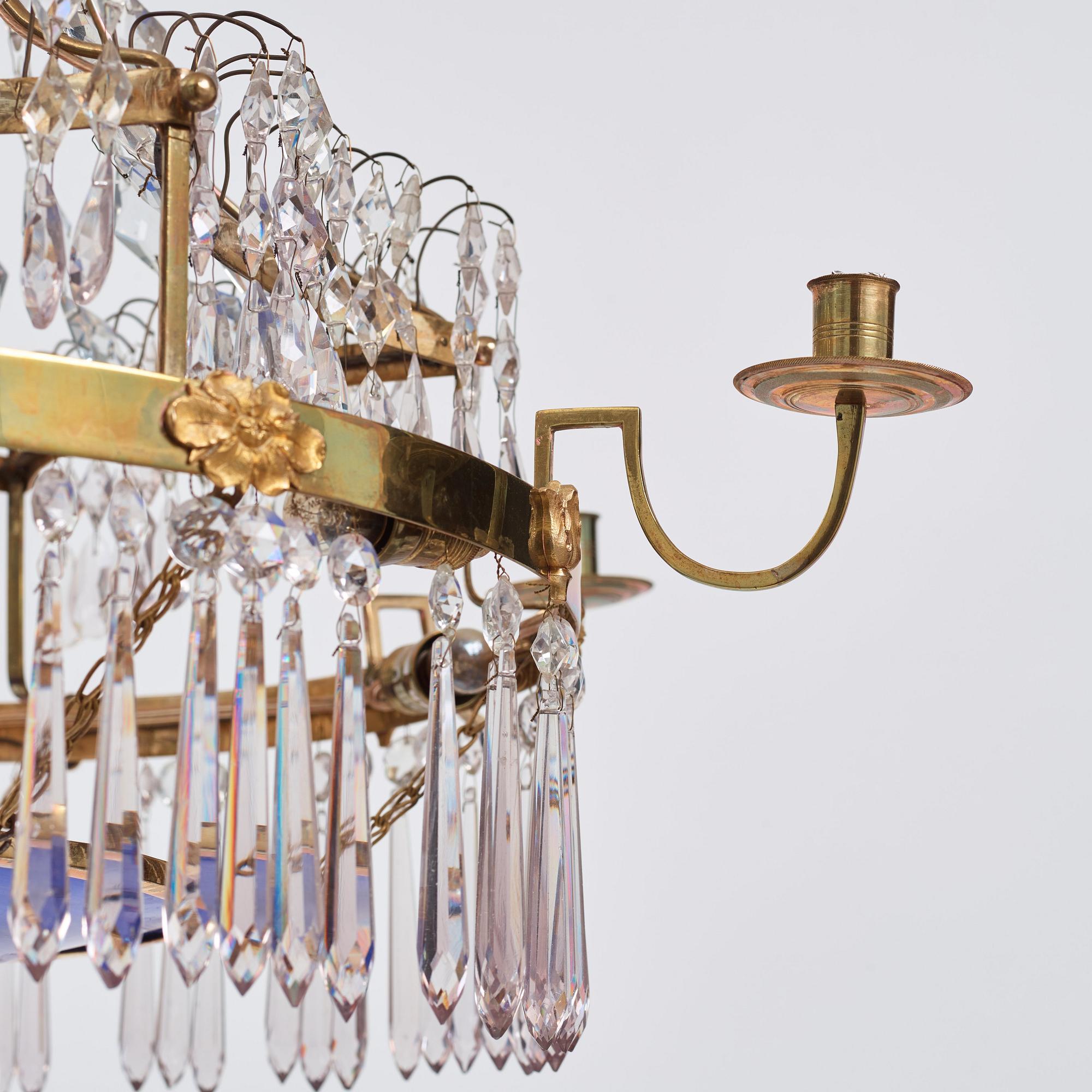 A late Gustavian seven-light chandelier, circa 1800.