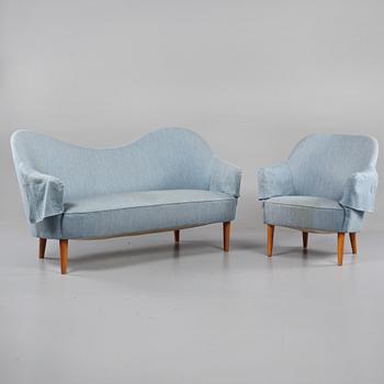 SOFFA samt FÅTÖLJ, "Samspel", Carl Malmsten, 1900-talets andra hälft.