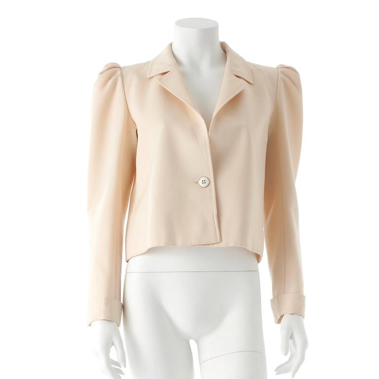 YVES SAINT LAURENT, a creme color silk jacket.