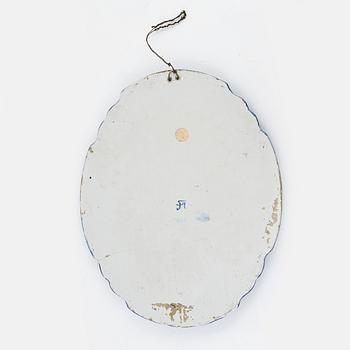 Väggplakett, fajans, Historismus, omkring 1900.