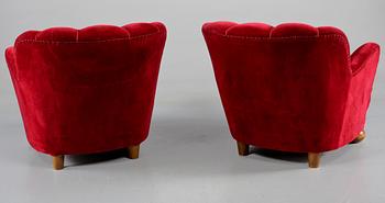 FÅTÖLJER, ett par, omkring 1900-talet mitt.