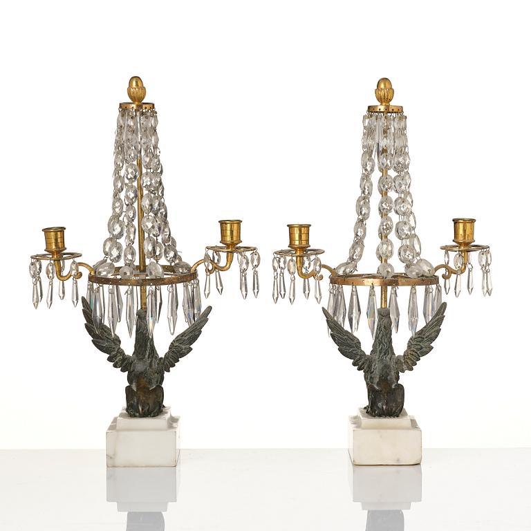 A pair of girandoles, 19th century.