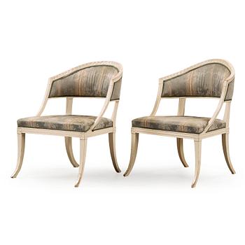 538. A matched pair of late Gustavian armchairs by Ephraim Ståhl, master 1794).