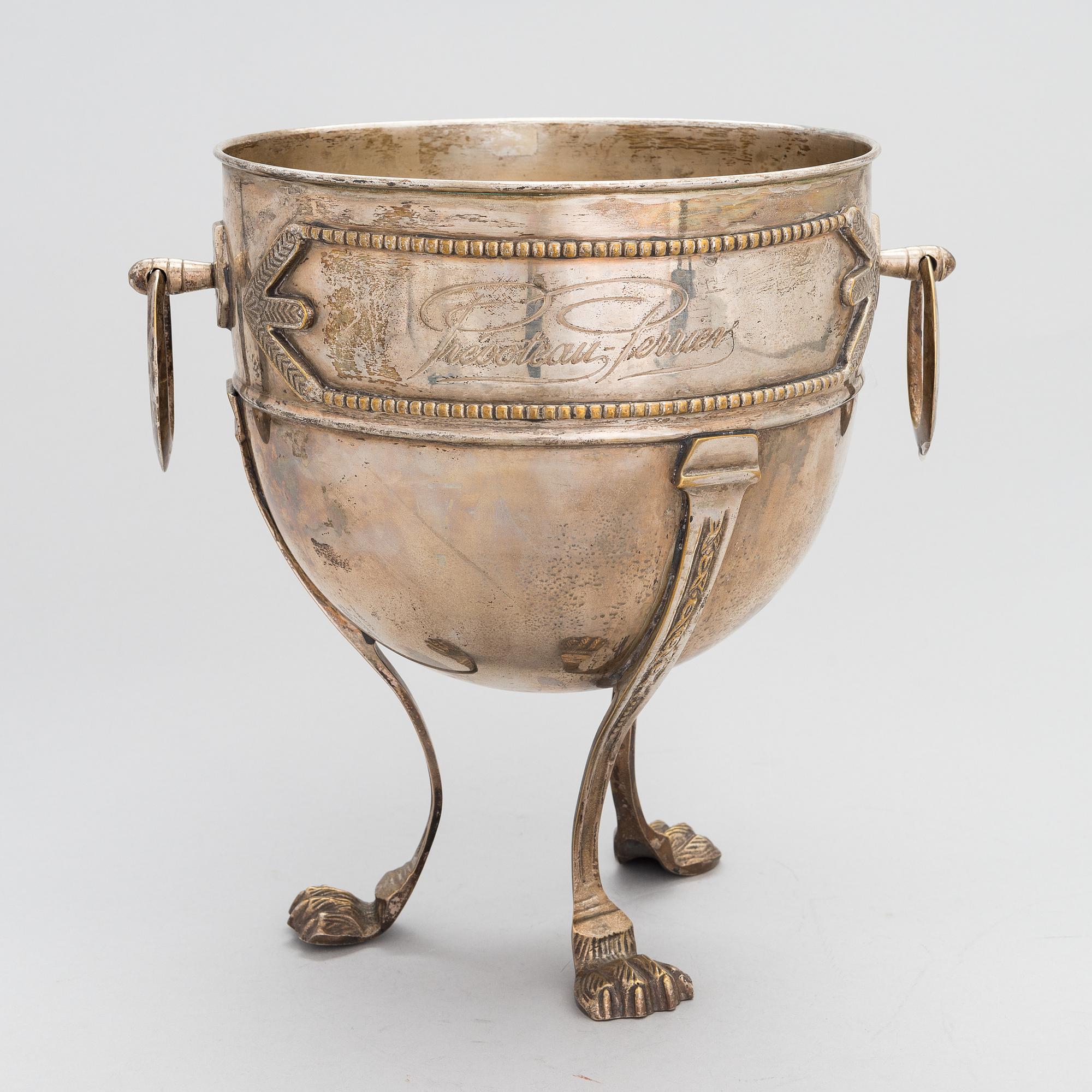 SAMPPANJAJÄÄHDYTIN, Prévoteau-Perrier, hopeoitua messinkiä, Jordan Sheffield Collection, 1900-luvun puoliväli.