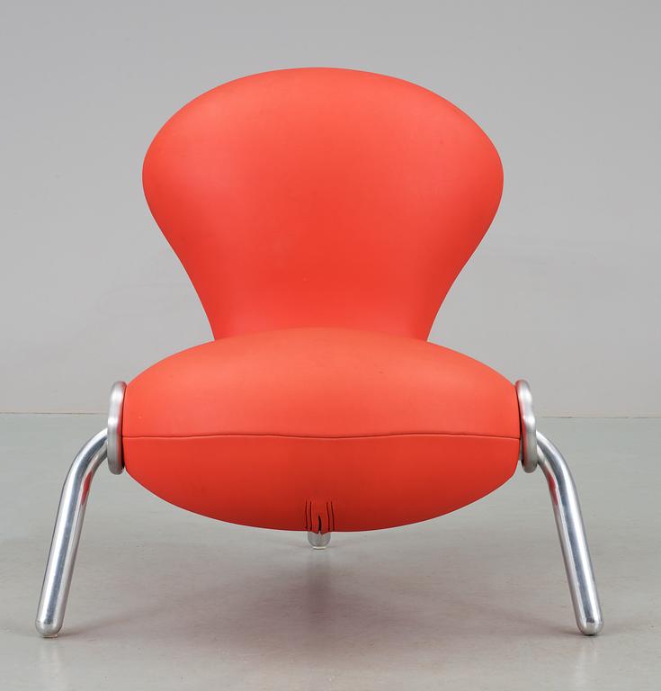 A Marc Newson coral red neoprene 'Embryo Chair,