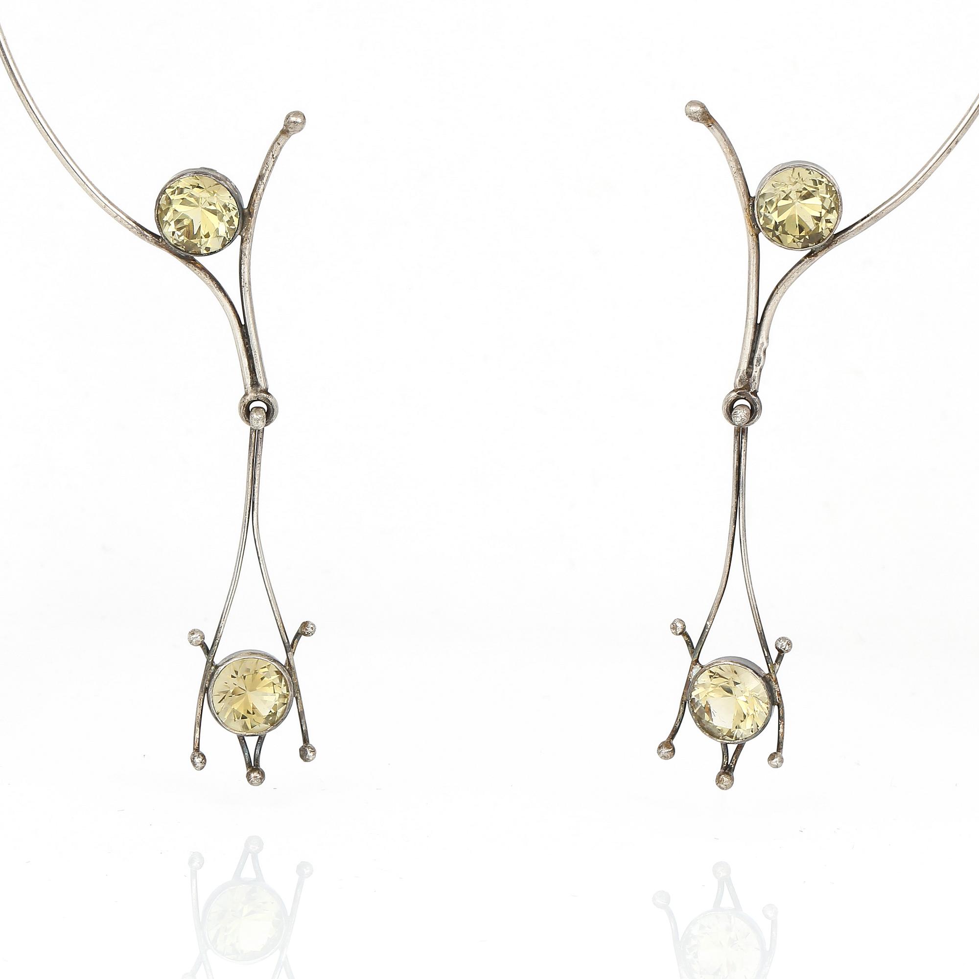 HALSBAND, silver med rundslipade troligen citriner, tot ca 25 ct, ORNO, Polen. Vikt ca 27 gram.